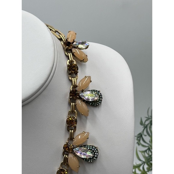 J. Crew Firefly Crystal
AB Peach Topaz Green Collar Statement Floral Necklace - Picture 6 of 16